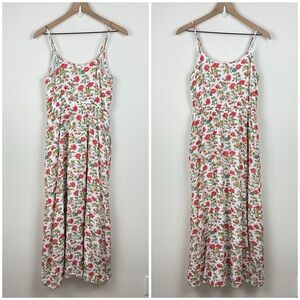 Lucky Brand White Pink Floral Print Sleeveless Maxi Dress, M